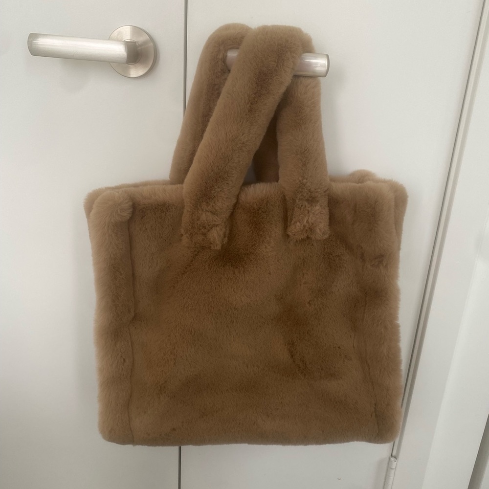 Stand Studio Faux Fur Tote Bag in Camel Brown
